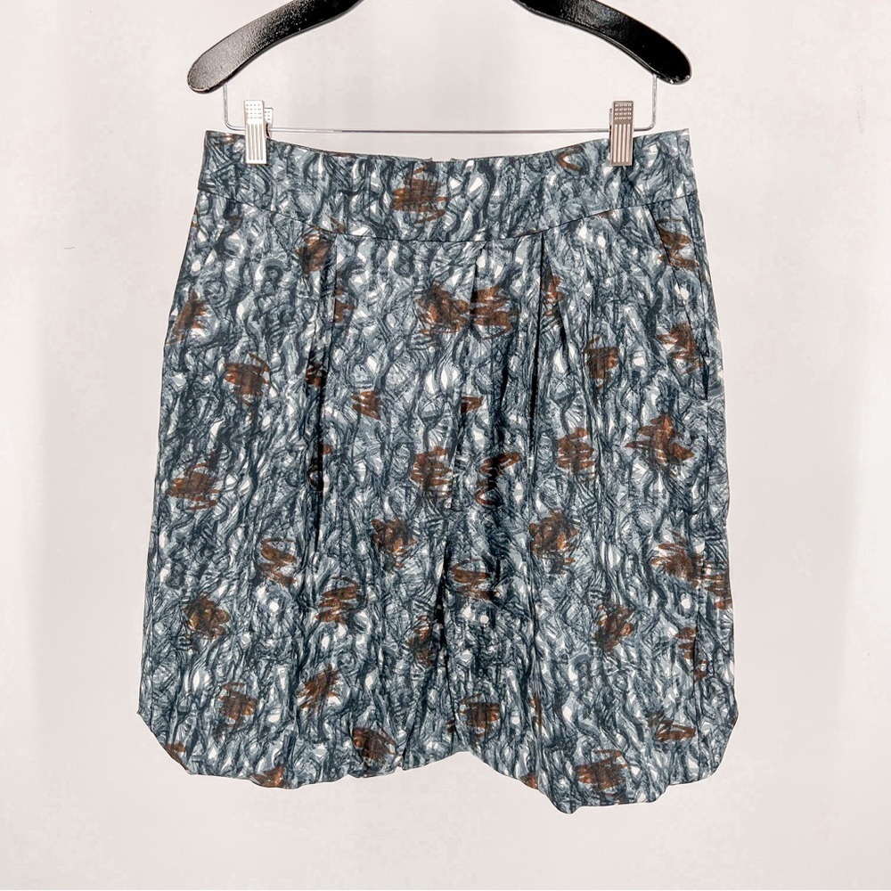 Banana Republic blue brown silk short mini skirt teal